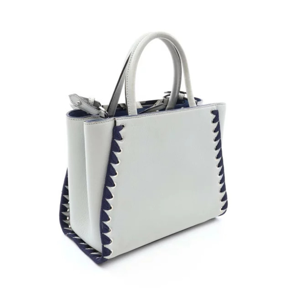Fendi Toujours Handbag Leather Gray Navy Blue